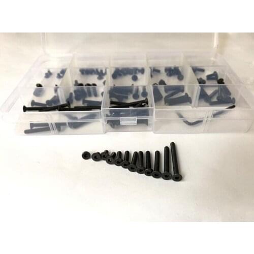 120PCS Hex socket Screw Flat head screws Allen Countersunk head Bolts Black Sets M3