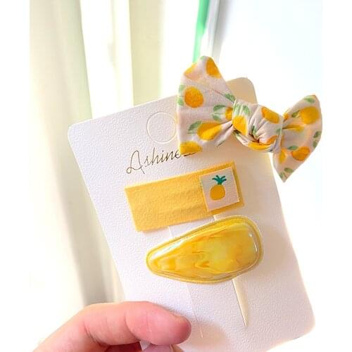 3Pcs/set Bowknot Hair Clips Girls Cute Hairpin Headdress Kids Printed Side Bangs Clip Hair Accessories Fashion Headwear