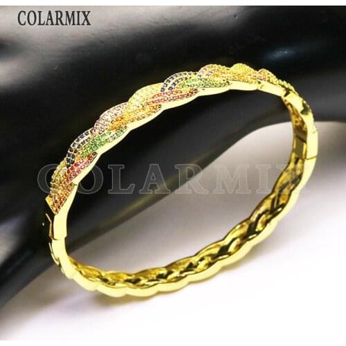 3Pcs New design zircon crystal bangles high quality Colorful zircon Metal bangle fashion jewelry for women 51366