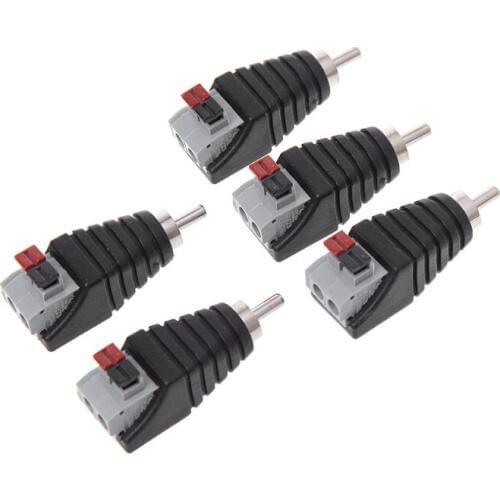5 Pcs RCA Loudspeaker Cable Jack Cable Plug Male Plug Connector LED TV Adapter