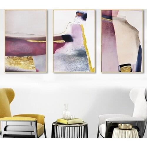 Abstract Gold Line Geometry Canvas Painting Nordic Style Decorative Art Posters And Prints Bedroom Home Decor Wall Picture