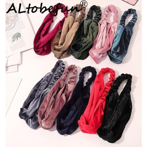 ALTOBEFUN Solid Design Cross Hairband Cute Ladies Hair Accessories Women Hair Holder Rope Female Velvet Headbands Turban FC280