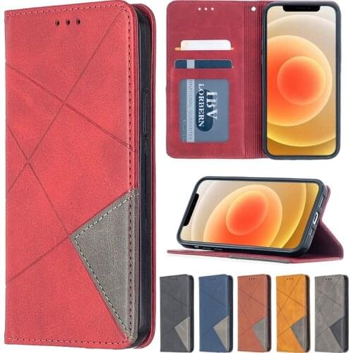 Diamond Dark Magnetic Leather Wallet Case For iPhone 12 Pro Max 12 Mini 11 Pro Max SE2020 X XS XR XS Max 8 Plus 7 Plus 6/6S Plus