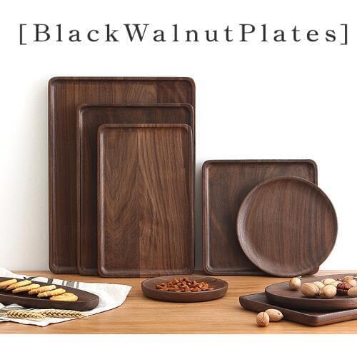 Black walnut Sushi Snack Side plates tray oblong household tea cup fruit plate wooden cake bread solid Dessert Plates Dishes