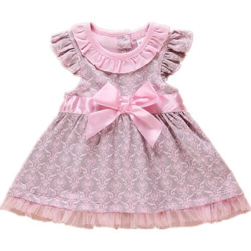 Floral Ruffle Baby Girl Dress 2021 Summer Princess Girls Dresses Bowknot Kids Clothing