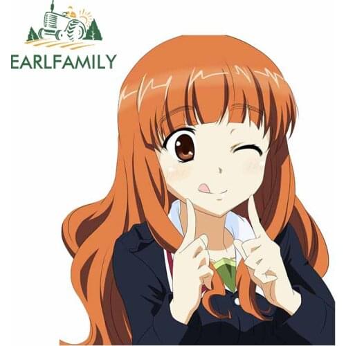 EARLFAMILY 13cm x 11.6cm for GIRLS und PANZER Takebe Saori Car Stickers Refrigerator Decal Waterproof Windows Graffiti Graphics