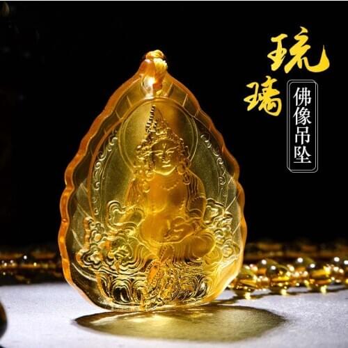 2021 pocket travel efficacious Mascot Auspicious Yellow Jambhala God of wealth CAI SHEN Buddha Crystal Pendant Buddhist Amulet