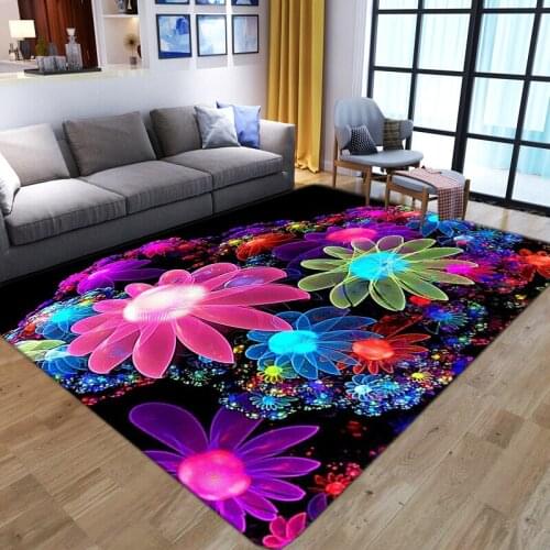Dreamlike flower Printed Carpets for Home Living Room Anti-Slip Washable Large Rug Bedroom Bedside Soft Area Rectangle floor mat