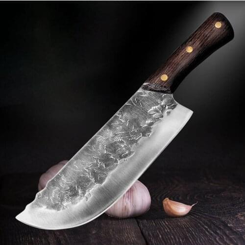 Hand-forged stainless steel butcher knife slicing knife outdoor kitchen knife meat cleaver household cooking knife
