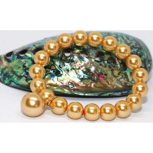 Multicolor 10mm round shell simulated-pearl beads elestic rope bracelet elegant gift jewelry 7.5inch B1715-1