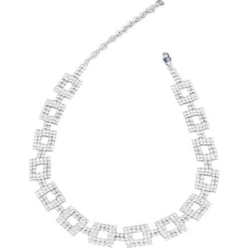 2021 Trendy Square Rhinestone Necklace Link Necklace Chain Choker Necklace for Women Accessories Fashion Jewellery