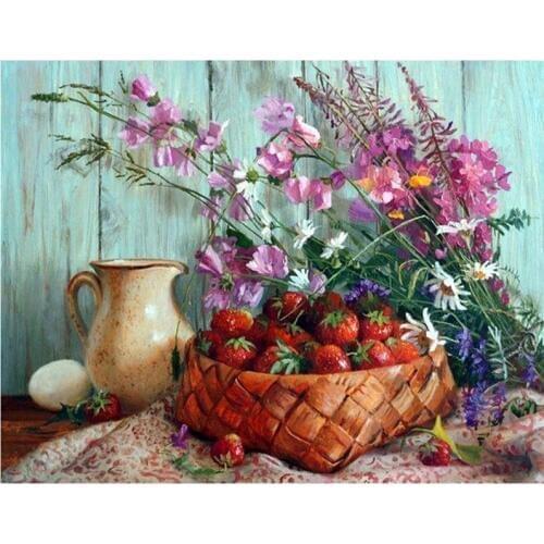 Home Decoration DIY 5D Diamond Embroidery red flowers Cross Stitch kits Abstract Oil Painting vase Resin Hobby Craft
