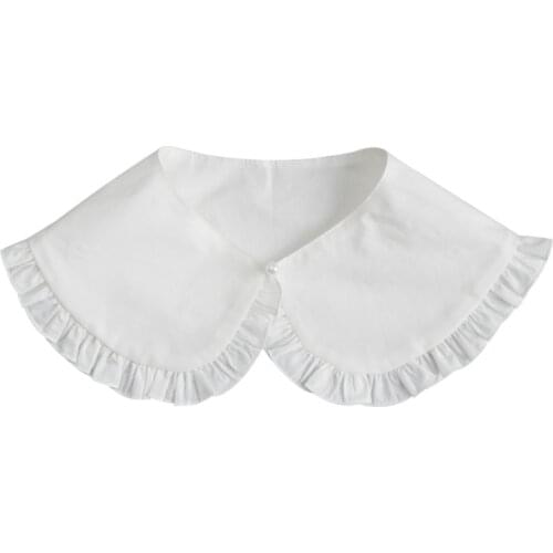 Women Girls Fake Collar Shawl Simple Solid Color Half Shirt Ruffles Trim Poncho 066F