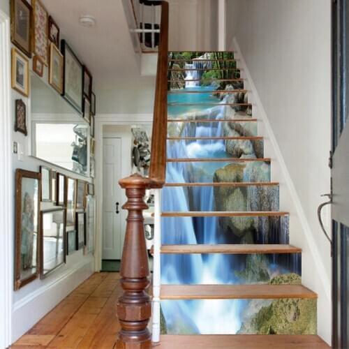 13Pcs 3D Scenic Self-adhesive Stair Riser Staircase Sticker Mural Decal Waterproof Wall Stickers Home Decor Art Wallpaper