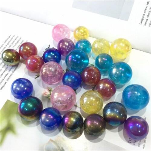 Natural polished small size angel aura sphere crystals healing stones for home decoration