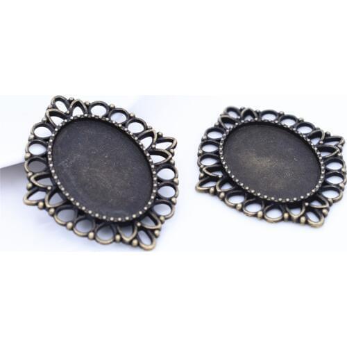 New Fashion 4pcs 18x25mm Inner Size Antique Bronze Plated Simple Style Cabochon Base Cameo Setting Charms Pendant-A4-27