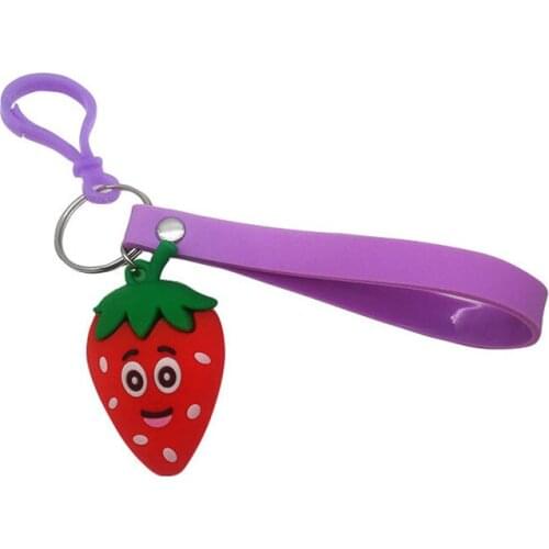 2019 new creative three-dimensional cartoon cute fruit expression bag keychain PVC soft silicone bag pendant red keychain red