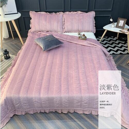 2019 new products,Thickened warm crystal velvet Bedspread Fitted Sheet Pillowcases 2/3pcs Pure color Quilting Bedding