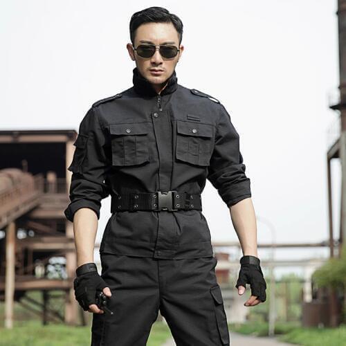 Black Hunting Clothes Military Uniforms Mens Hunting Clothing Tactical Combat Shirt +Cargo Pants Outdoor Army Ghillie Suit Men