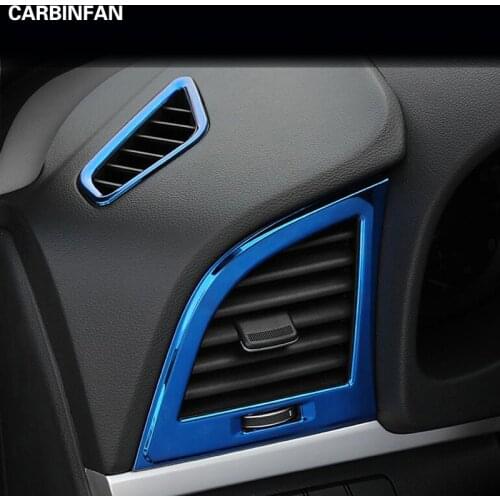 Stainless steel Dashboard Air Vent Outlet Cover Trim Bezel Frame Insert Strip Garnish For Hyundai Elantra Avante 2017 2018 2019