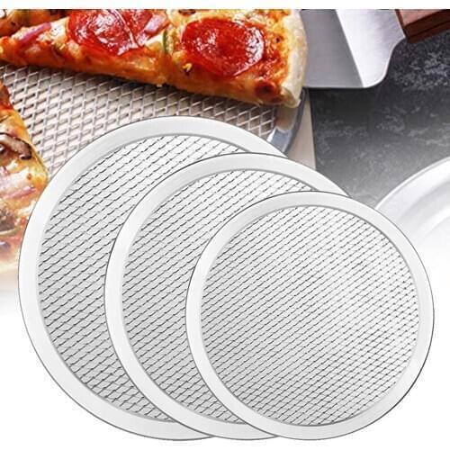 Pizza Mesh Baking Tray 8/10/12 Inches Silver Easy To Clean Not Sticky for Home Seamless Round Pizza Screen