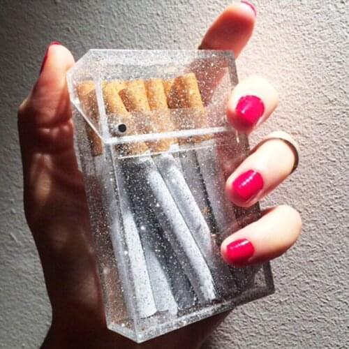 Plastic Clear Cigarette Case Smoking Accessories Shining Cigarettes Box Anti Pressure Cigarette Holder Container 20 Capacity