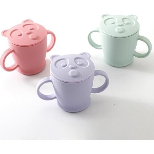 Portable Double Handle Silicone Water Drinkware Toddler Learning Drinking Bottle 140ml Baby Feeding Cup 24BE