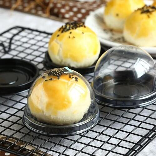 50/100pcs Round Plastic Moon Cake Box Packaging Egg-Yolk Puff Container Transparent Mooncake Dome Boxes Baking Packing Box Party