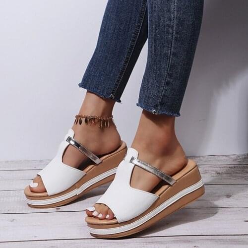 Womens Summer Sandals Slippers Wedges Platform Female Open Toes Outdoor Beach Sexy Sandal Casual Flat Height Increasing Slides