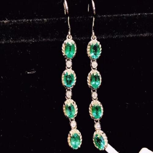 Natural And Real 925 Sterling Silver Emerald Earring For the Party