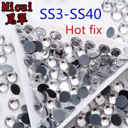 Micui SS3-SS40 Clear Hot fix Rhinestones Iron On Rhinestones For Clothes High Quality Crystal Glass Hot back Glass Stone MC995