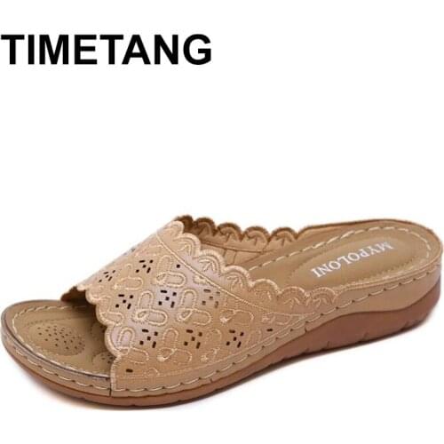 TIMETANG new Womens Summer National style Anti-Slip Sandals Slipper Indoor & Outdoor Flip-flops Shoes For Ladies Beach Shoes