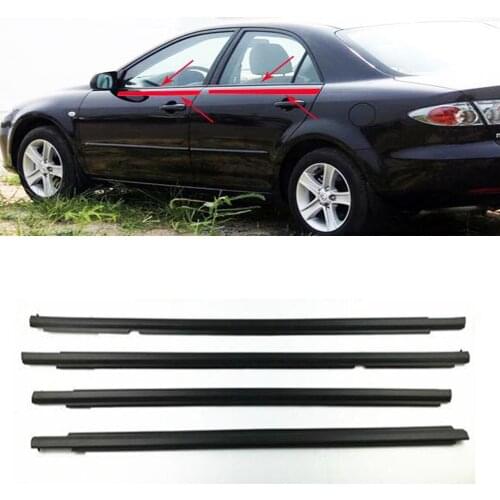 For Mazda 6 Mazda 3 2004-2012 Exterior Car Door Window Weatherstrips Seal Belts Strip 4pcs/set