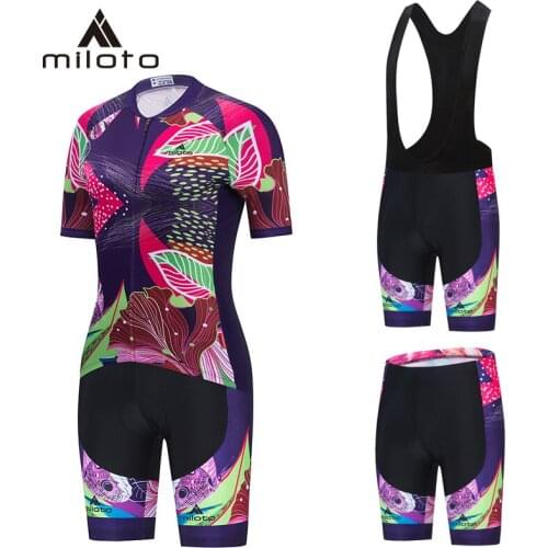 MILOTO Women Short Sleeve Cycling Jersey Sets Skinsuit Summer Maillot Ropa Ciclismo Bicycle Clothing Bike Shirts Riding Suits