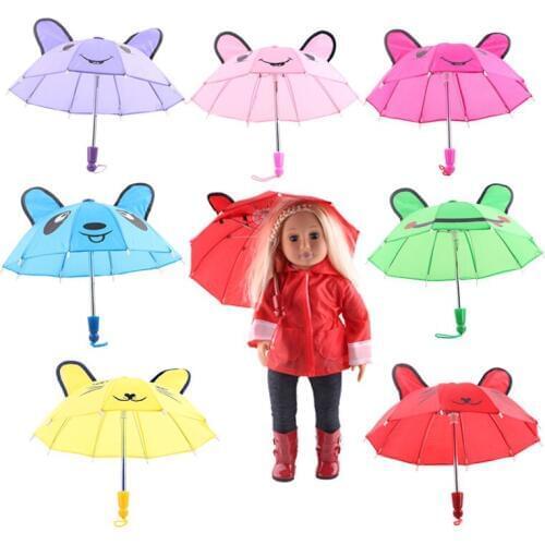 Bunny Ear Print Umbrella For 18 Inch American&43Cm Baby New Born Doll Our Generation , For Baby Birthday Festival Gift