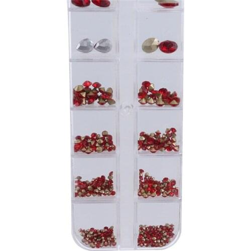 1set Art Nail Jewelry Gold And Silver Rivets Rhinestones Colored Moonstone Nail Polish Adhesive Srystal