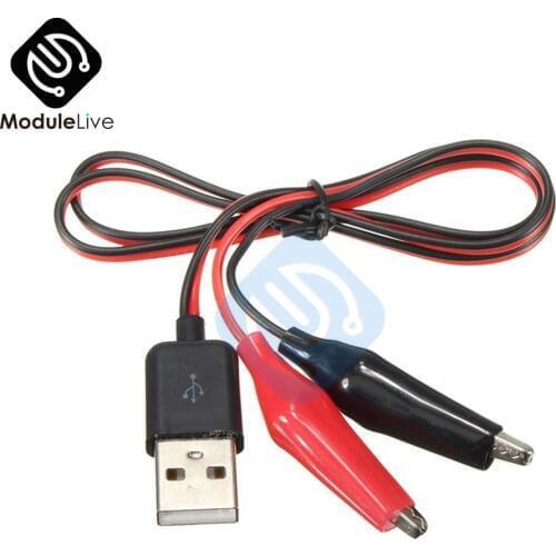 1Pcs Alligator Test Clips Clamp to USB Male Connector Power Supply Adapter Wire 60cm