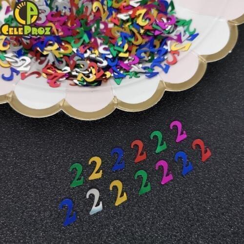 15g Digit 2 Confetti Sequins Age 2 Baby Birthday Party Decor Confetti Digit 2 Confetti 2nd Anniversary Event Confetti Supplies