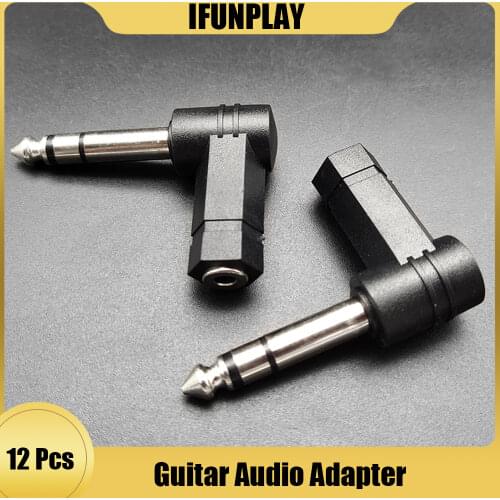 12pcs Straight Angle 3.5 to 6.35 1/4" Mono Jack Stereo Audio Adapter Plug 3.5mm to 6.5mm Connector