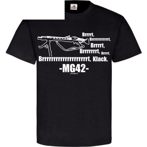 2019 Summer 100% Cotton Casual Short Sleeve Tops Tee Masculine Streetwear Mg42 Sound Maschinengewehr 42 Mg Waffe