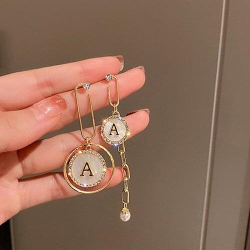 2021 New Geometric Circular Sweet Women Drop Earrings Fashion Contracted Asymmetric Long Metal Temperament Trend Earrings