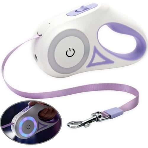 3M/5M LED Touch Light Dog Leash and Dog Collar Automatic Retractable Dog Traction Rope for Small Medium Dogs Outing Pet Supplies