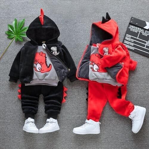 Winter Children Kids Boys Girls Clothing Sets Hooded Vest +Jackets +Pants 3Pcs Thick Warm Tracksuits Kids Clothes Trousers Sets