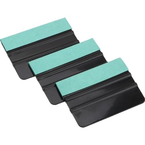 3pcs Carbon Fiber Vinyl Squeegee Sticker Film Car Maintenance No Scratch Suede Felt Wrapping Scraper Window Tint Tool