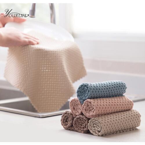 OYOURLIFE 5Pcs Household Decontamination Cleaning Cloth Kitchen Dish Pan Pot Tableware Washing Scouring Pad Kitchen Towel