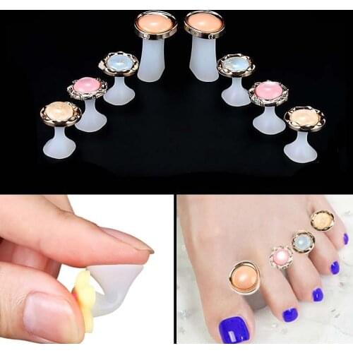 8Pcs/set Nail art Toe Separator Flower Heart Pearl Diamond Silicone Foot Toes Separators Nail Art Tool