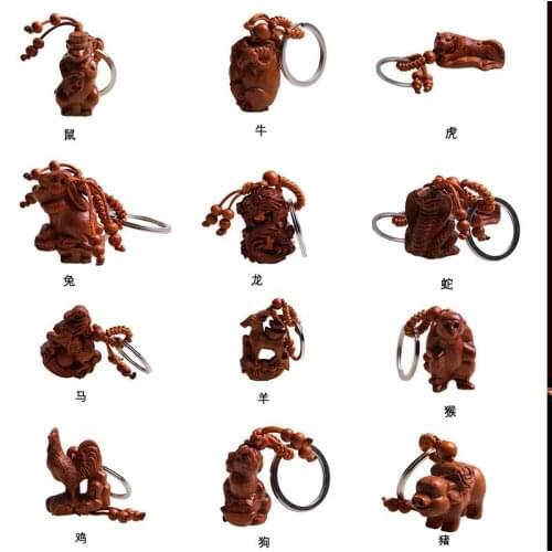 Automotive supplies key chain rosewood key chain spot ring 12 zodiac key ring r164-11