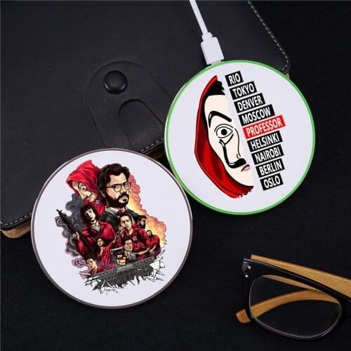 La Casa De Papel Qi Wireless Charger 10W Phone Charger Money Heist Wireless Fast Charging for Iphone X 8 Samsung Xiaomi Huawei