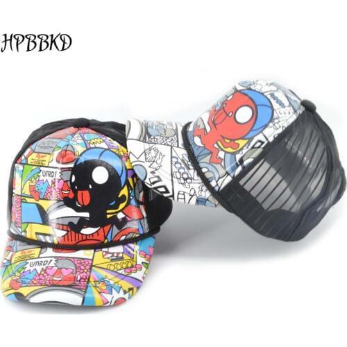 HPBBKD New Fashion Baby Boy Girl Caps Summer Tide Style Kids Cartoon Baseball Hat Outdoor Baby Cotton Sport Hip-Hop Cap XH-039