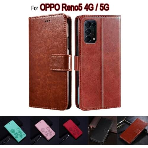 Cover For OPPO Reno5 4G 5G Case CPH2159 Flip Phone Protective Shell Funda For OPPO Reno 5 Case Wallet Leather Book Etui Hoesje
